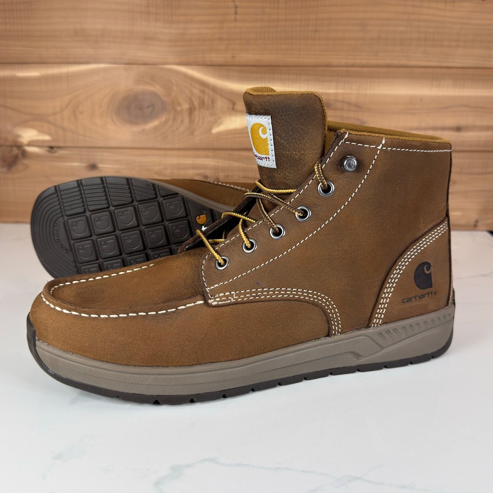 Carhartt Force 4-Inch Lightweight Wedge Work Boots Brown Leather Mens size 9